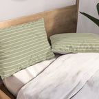 Minimal Arch LIII Earthy Sage Green Modern Geometric Lines Pillow Sham Gallery Image 2