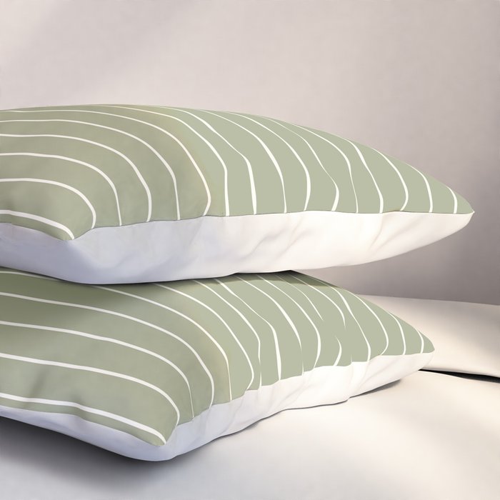 Minimal Arch LIII Earthy Sage Green Modern Geometric Lines Pillow Sham Gallery Image 3