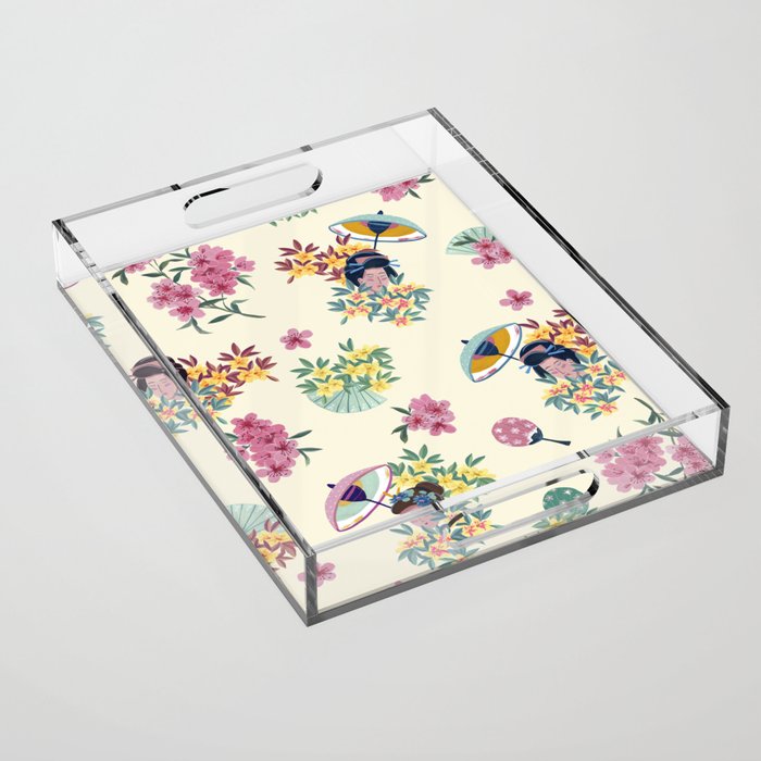 Pastel pink oriental pattern Acrylic Tray Gallery Image 1