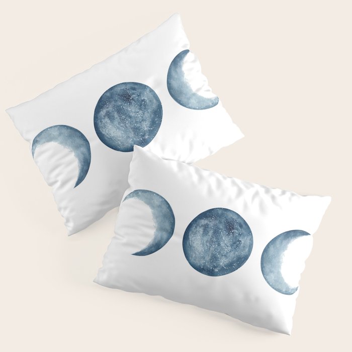 Blue Moon Phases Watercolor Pillow Sham Gallery Image 3