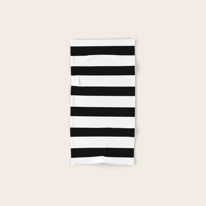 Black and White Horizontal Stripes Bath Towel Gallery Image 1