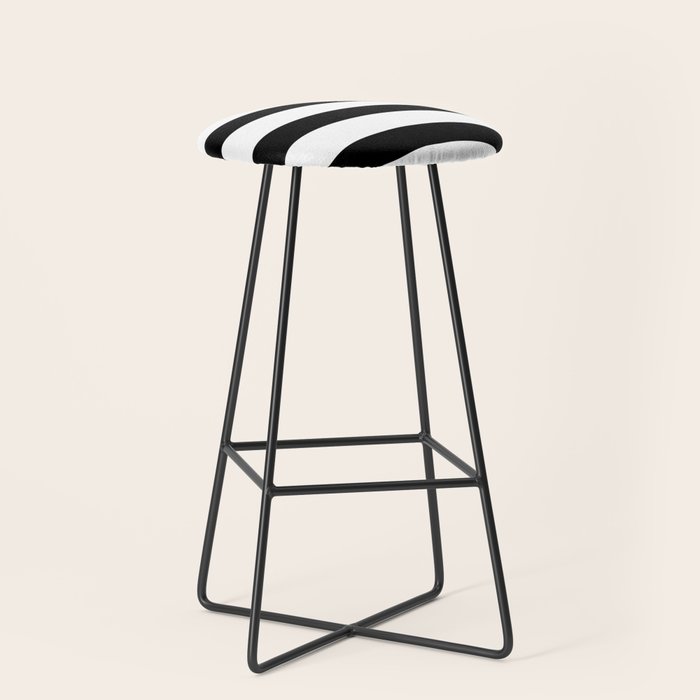 Black and White Horizontal Stripes Stool Gallery Image 1
