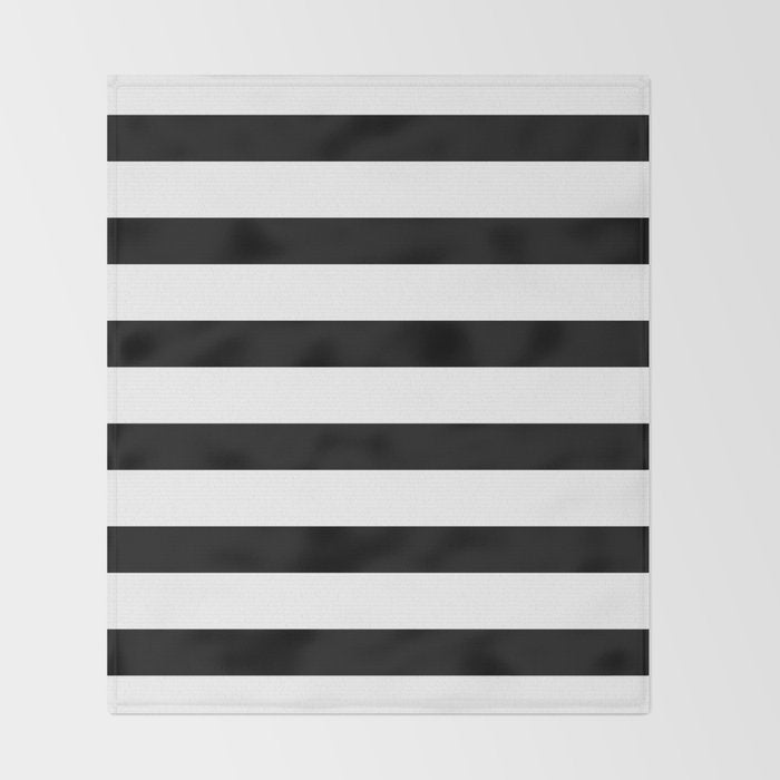 Black and White Horizontal Stripes Throw Blanket Gallery Image 2