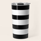 Black and White Horizontal Stripes Travel Mug Gallery Image 1