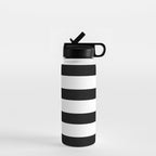 Black and White Horizontal Stripes Water Bottle Gallery Image 1