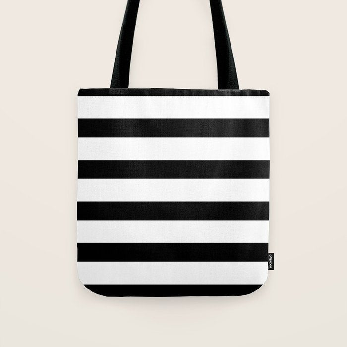 Black and White Horizontal Stripes Tote Bag Gallery Image 1