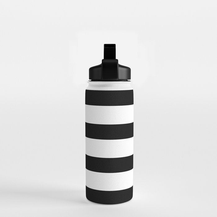Black and White Horizontal Stripes Water Bottle Gallery Image 2
