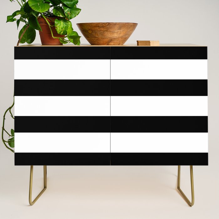 Black and White Horizontal Stripes Credenza Gallery Image 1