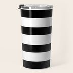 Black and White Horizontal Stripes Travel Mug Gallery Image 3