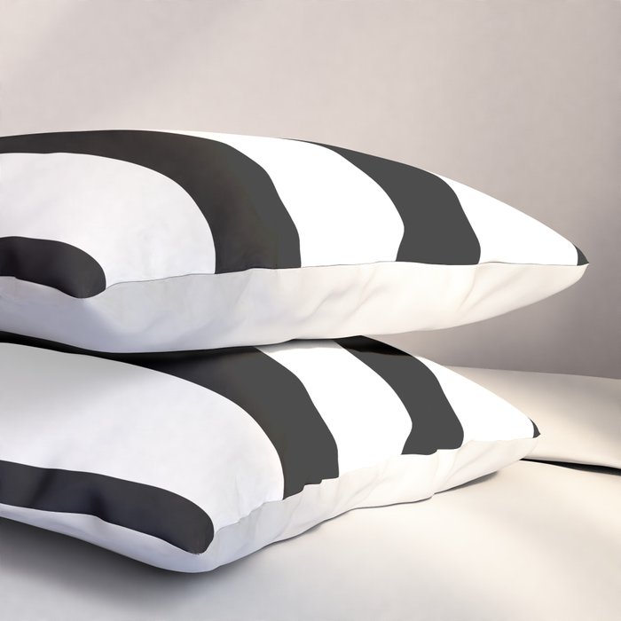 Black and White Horizontal Stripes Pillow Sham Gallery Image 3