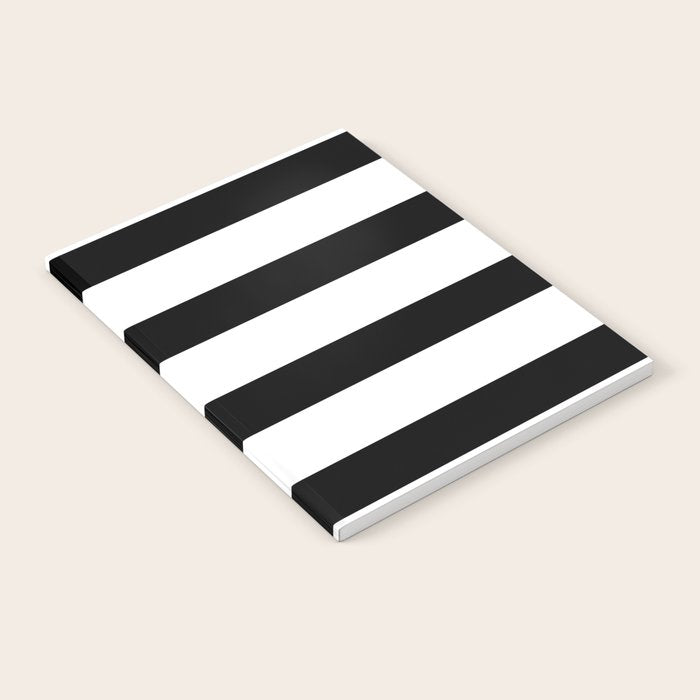 Black and White Horizontal Stripes Notebook Gallery Image 1