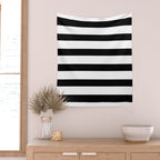 Black and White Horizontal Stripes Wall Tapestry Gallery Image 2