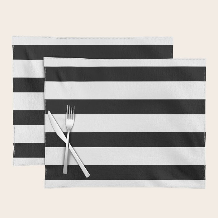 Black and White Horizontal Stripes Placemat Gallery Image 1
