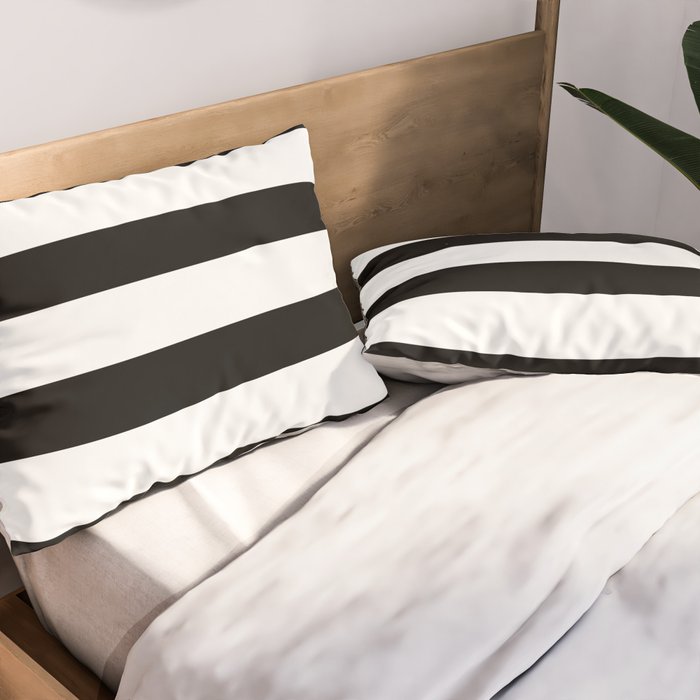 Black and White Horizontal Stripes Pillow Sham Gallery Image 2