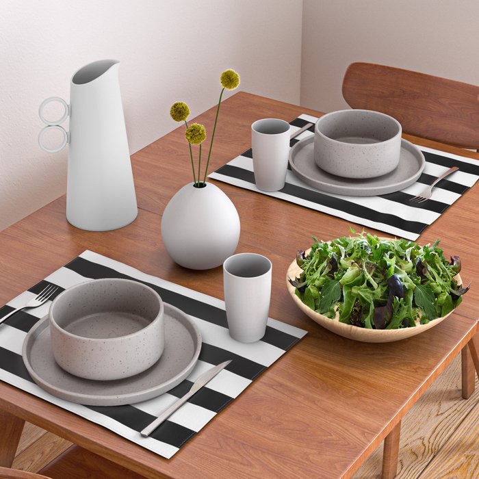 Black and White Horizontal Stripes Placemat Gallery Image 2