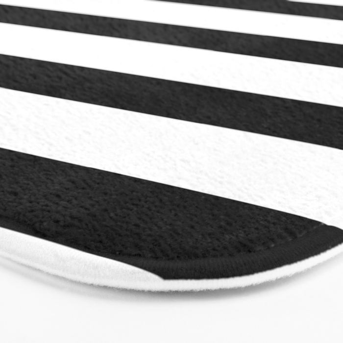 Black and White Horizontal Stripes Bath Mat Gallery Image 3