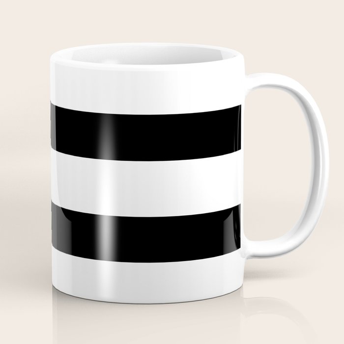 Black and White Horizontal Stripes Coffee Mug Gallery Image 1