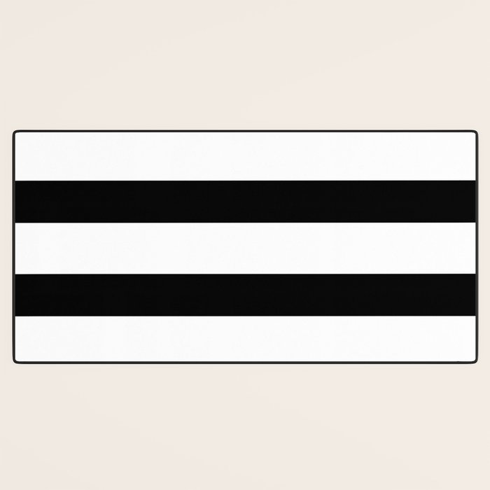 Black and White Horizontal Stripes Desk Mat Gallery Image 3