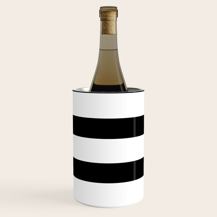 Black and White Horizontal Stripes Wine Chiller Gallery Image 2