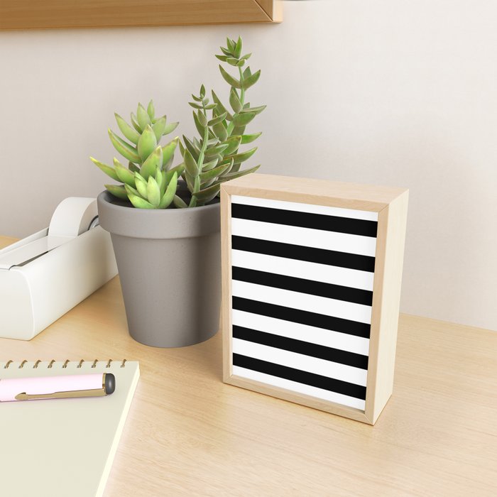 Black and White Horizontal Stripes Mini Art Print Gallery Image 2