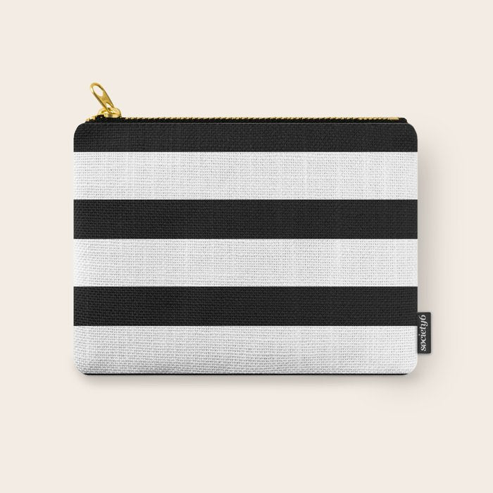 Black and White Horizontal Stripes Carry All Pouch Gallery Image 1