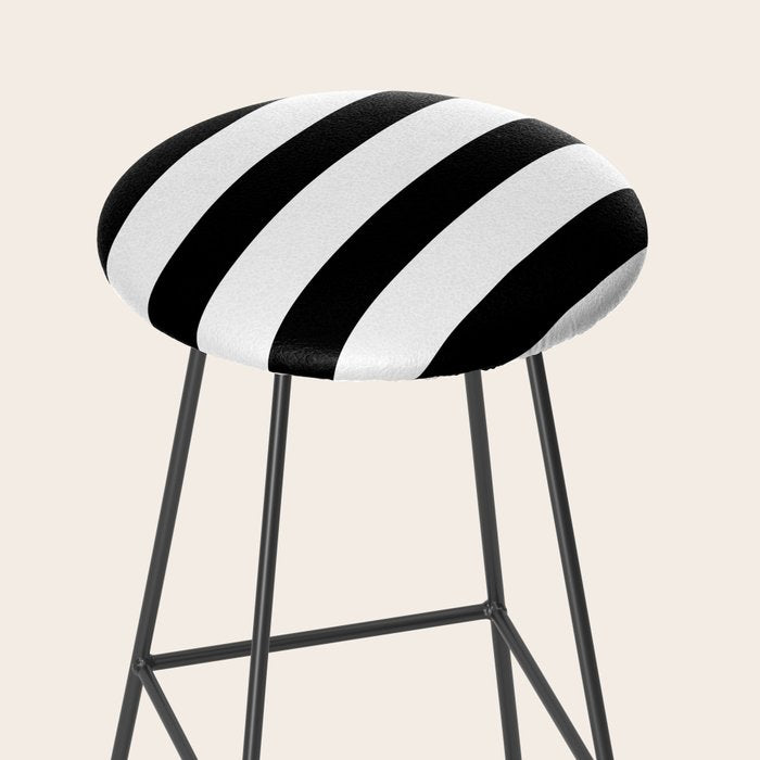 Black and White Horizontal Stripes Stool Gallery Image 2