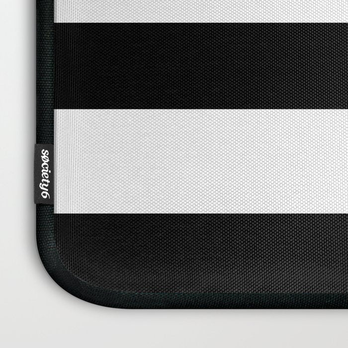 Black and White Horizontal Stripes Laptop Sleeve Gallery Image 3