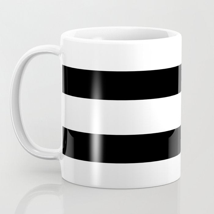 Black and White Horizontal Stripes Coffee Mug Gallery Image 3