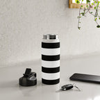 Black and White Horizontal Stripes Water Bottle Gallery Image 4