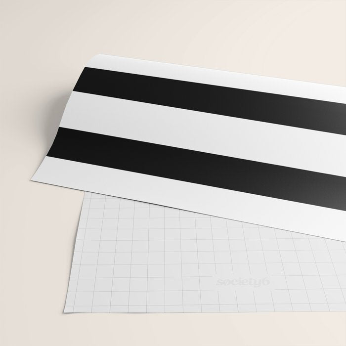 Black and White Horizontal Stripes Wrapping Paper Gallery Image 2