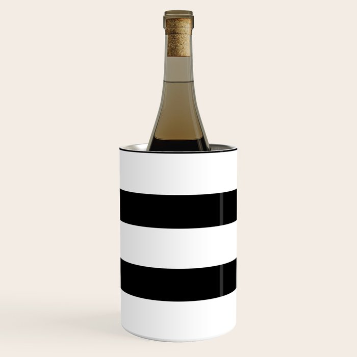 Black and White Horizontal Stripes Wine Chiller Gallery Image 1
