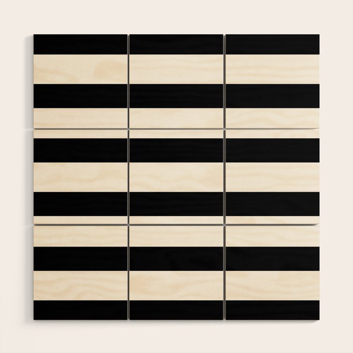 Black and White Horizontal Stripes Wood Wall Art Gallery Image 1