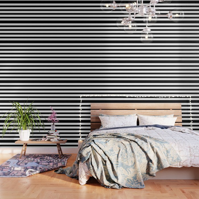 Black and White Horizontal Stripes Wallpaper Gallery Image 1