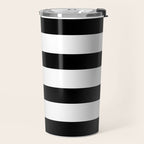 Black and White Horizontal Stripes Travel Mug Gallery Image 2