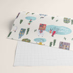 Skating retro winter snow landscape Wrapping Paper Gallery Image 2