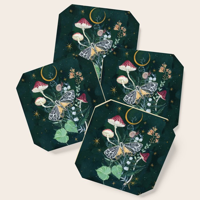 Mushroom night moth Coaster Gallery Image 1