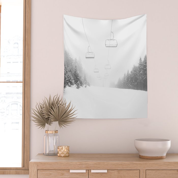 Winter Ski Lift Wall Tapestry Gallery Image 2
