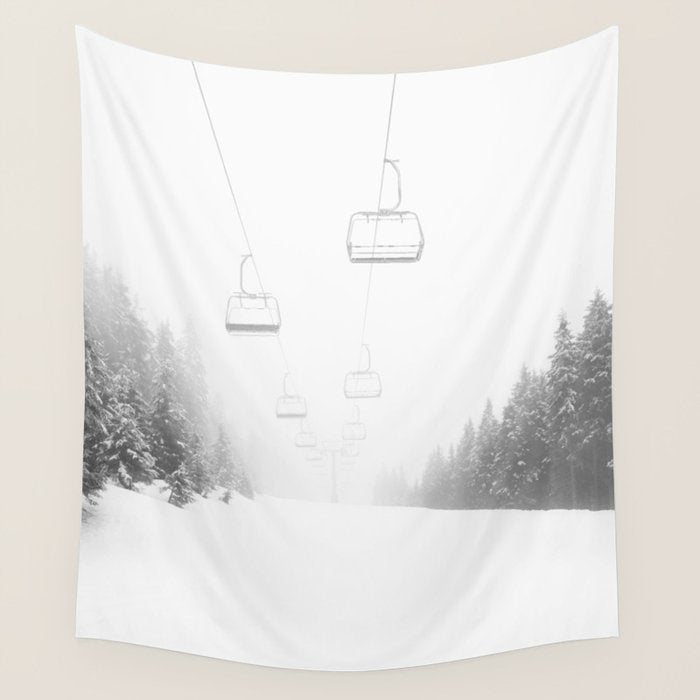 Winter Ski Lift Wall Tapestry Gallery Image 4