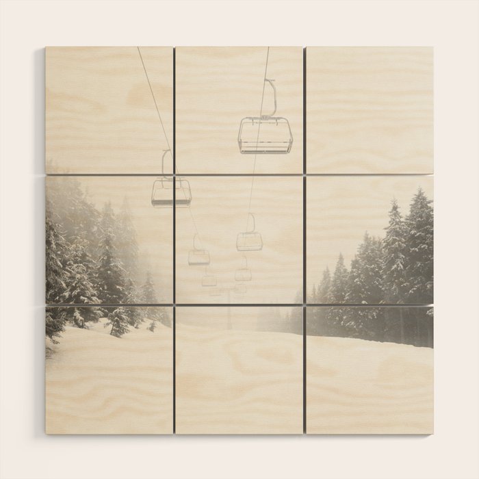 Winter Ski Lift Wood Wall Art Gallery Image 1