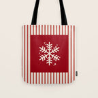 Snowflake Red Striped Tote Bag Gallery Image 1