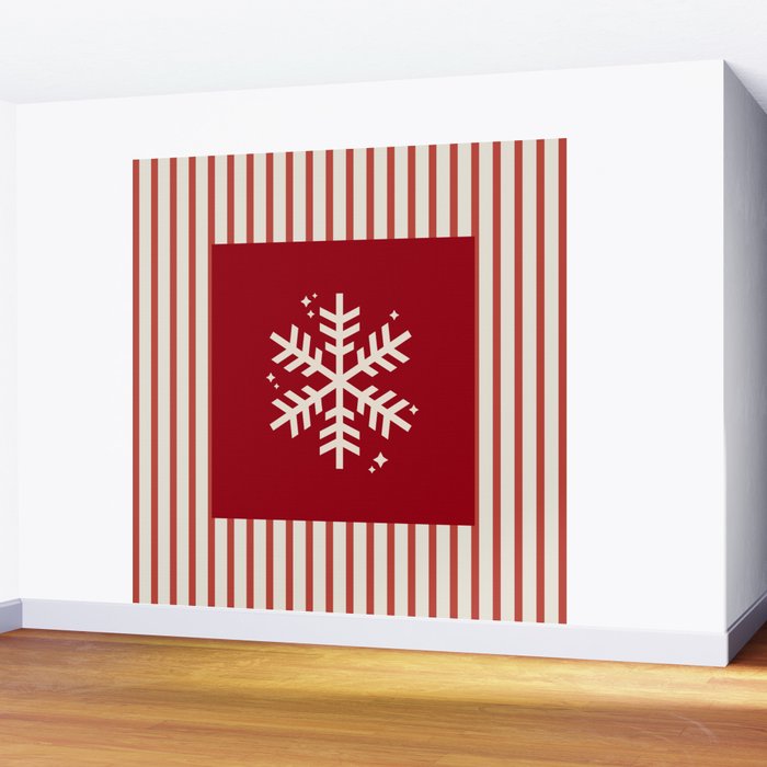 Snowflake Red Striped Wall Mural Gallery Image 2