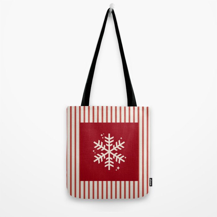 Snowflake Red Striped Tote Bag Gallery Image 2
