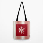 Snowflake Red Striped Tote Bag Gallery Image 2