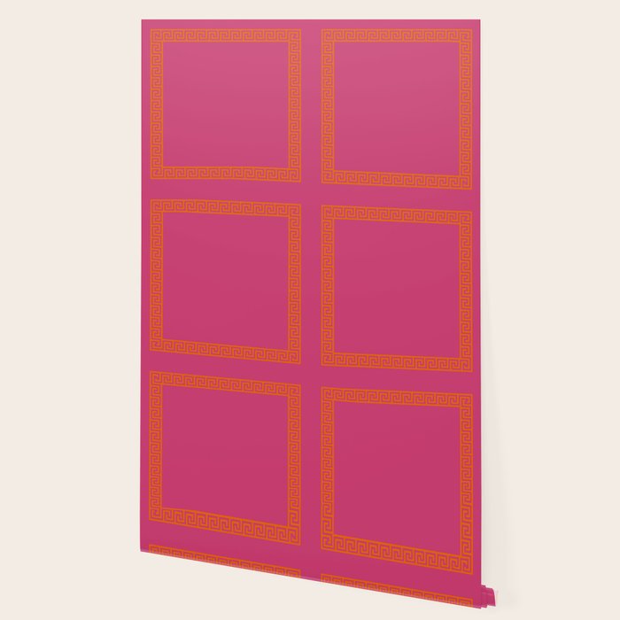 Pink Greek Key Print Wallpaper Gallery Image 2