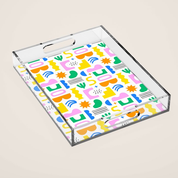 Colorful abstract organic shape art pattern Acrylic Tray Gallery Image 1