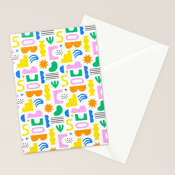 Colorful abstract organic shape art pattern Stationery Card Gallery Image 2
