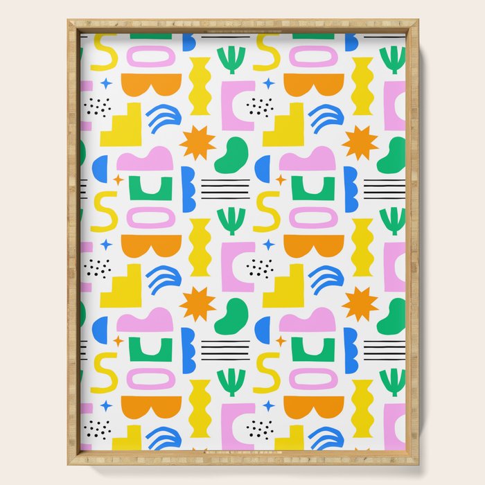 Colorful abstract organic shape art pattern Serving Tray Gallery Image 1