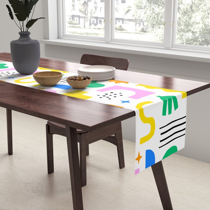 Colorful abstract organic shape art pattern Table Runner Gallery Image 2