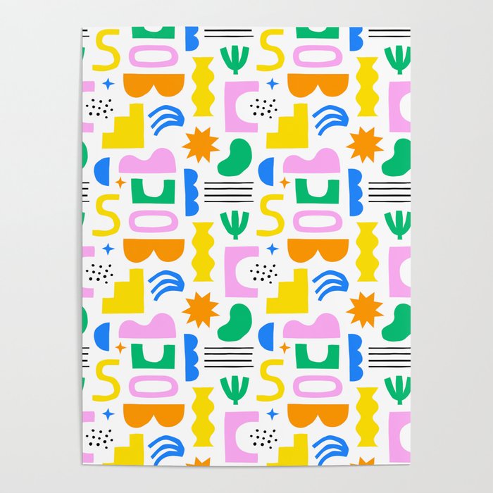 Colorful abstract organic shape art pattern Poster Gallery Image 1