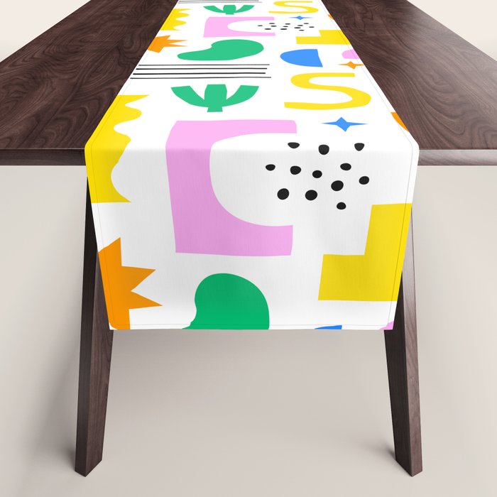 Colorful abstract organic shape art pattern Table Runner Gallery Image 1